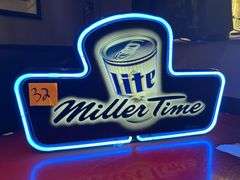 Miller Lite (Miller Time) Neon Beer Sign - 21in Long