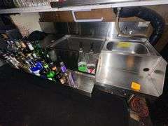 Krowne Undercounter Bottle Station w/ Hand Sink, Ice Bin, and Drain - Model KR-23-W65 - 67in x 27in x 33in - Located Behind Bar