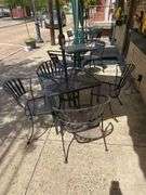 2 Ft. Square Steel Table With 4 Chairs & Umbrella