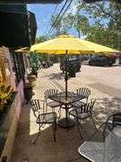 2 Ft. Square Steel Table With 4 Chairs & Umbrella