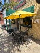 2 Ft. Square Steel Table With 4 Chairs & Umbrella