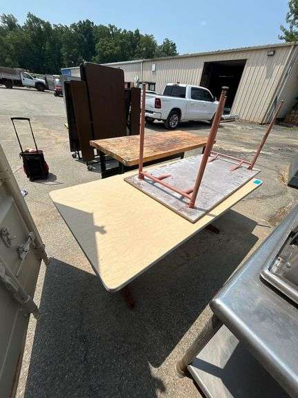 Lot of 3 Tables - 32 in x 34 in x 72 in, 36 in x 72 in x 29.5 in, 29 in x 60 in x 29.5 in