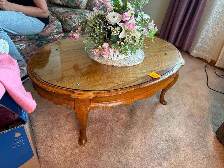 Oak Coffee Table and Drop Leaf Side Table