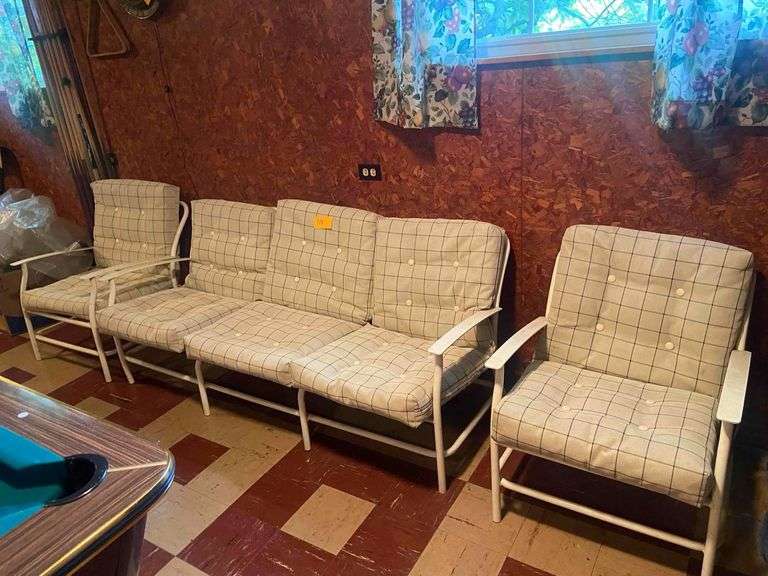 3 Piece Patio Furniture - 2 Chairs and 3 Seater