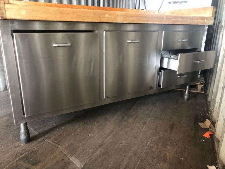 Butcher Block Top Stainless Steel Work Table