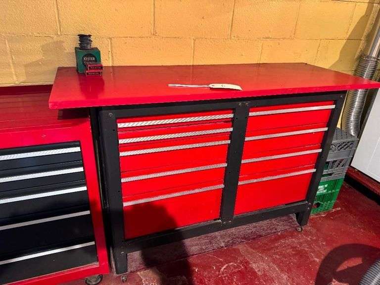 Tool Cabinet on Wheels including Contents - Screwdrivers, Bits, Hardware, Paint Supplies, Power Chisel, Grinder