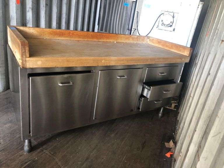 Butcher Block Top Stainless Steel Work Table