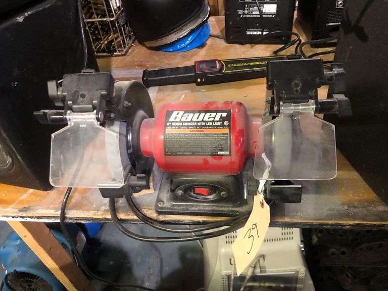 Bauer 6in Bench Grinder Attached to Table, Bring Tools to Remove