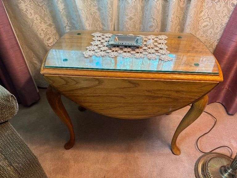 Oak Coffee Table and Drop Leaf Side Table