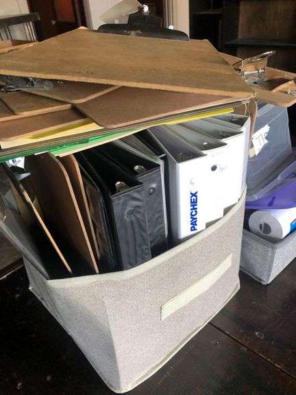 Many Clipboards and Binders, Batteries, Battery Charger, USA Stamps
