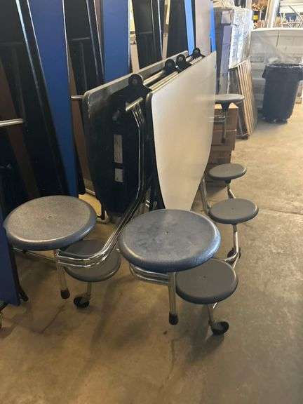 Lot of 3 Circle Folding Tables with 10 Seats - 6 ft Diameter