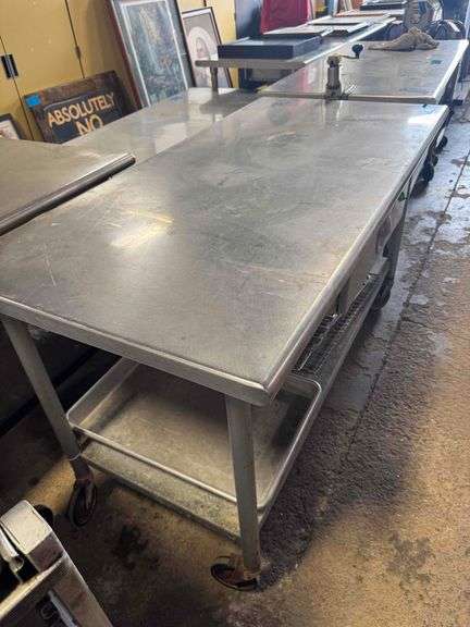 Stainless Steel Rolling Work Table with Single Drawer