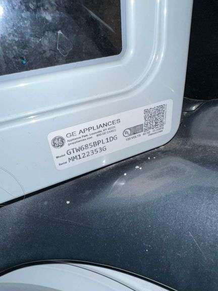 GE Electric Washer - Model GTW685BPL1DG - Serial No. MM122353G - 120V - Approx. 27in x 27in x 43in