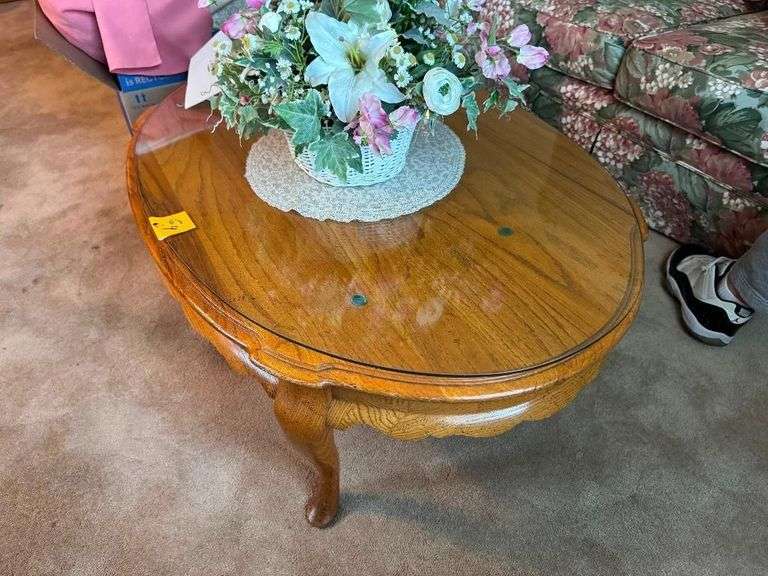 Oak Coffee Table and Drop Leaf Side Table