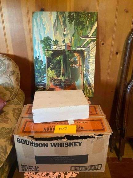Box of Phones and Cords, 2 Paintings