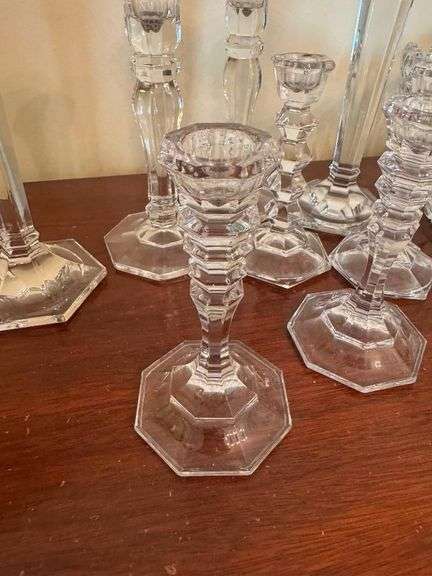 Leaded Glass Candle Holders and Bowl