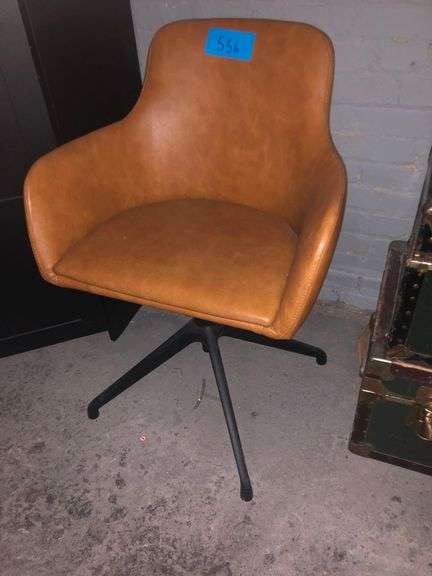 Orange Leather Spinning Office Chair