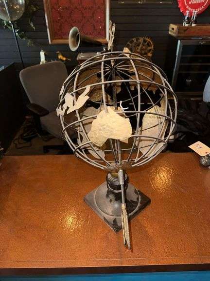 Wooden Copper Globe 26in. L. X 22in. H.