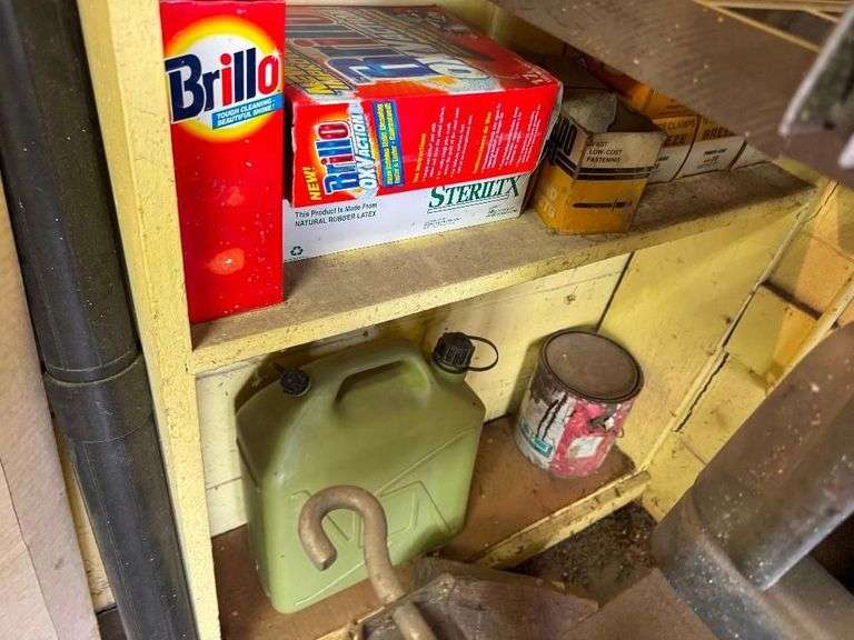 Contents of Corner Shelf - including Product, Oil, Halogen Headlamps, Spray Paint - Automotive