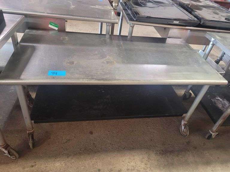 5ft L 29 H Stainless Steel Rolling Prep Table