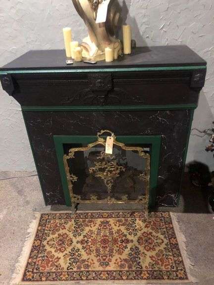 Wooden Mantle and Fireplace (Contents NOT Included)