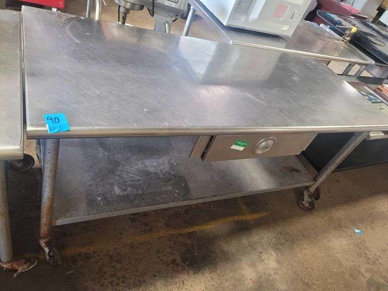 5ft L 34in H Stainless Steel Rolling Table