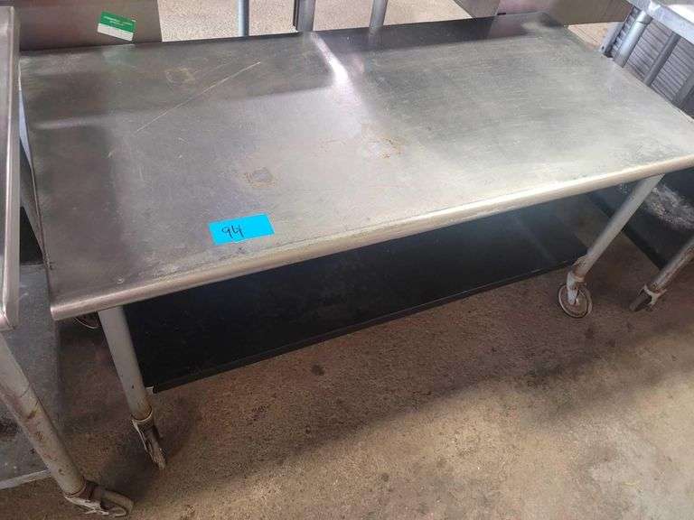 5ft L 29 H Stainless Steel Rolling Prep Table
