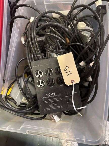 Crates of Extention Cords, Sound Cords, Lighting, Various Items