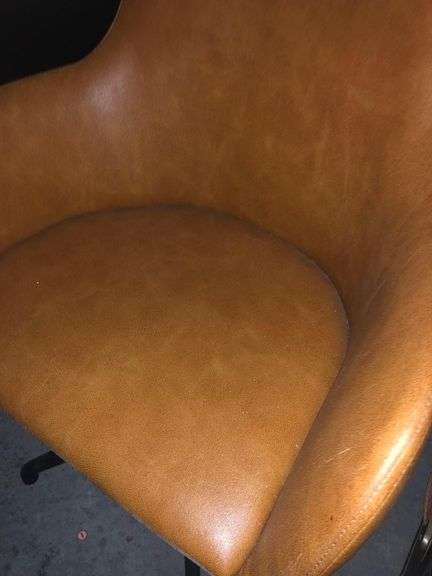 Orange Leather Spinning Office Chair