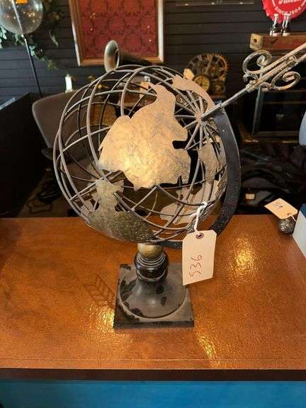 Wooden Copper Globe 26in. L. X 22in. H.