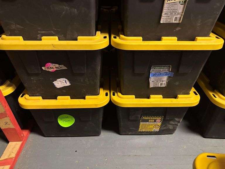 11 Large Boxes with Various Hardware, Sound Systems, Cords, Shelves of Tech