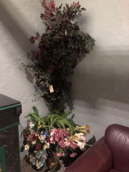 4 Faux Flower Pots, Faux Vine, Faux Plant Pot, and Faux Branch