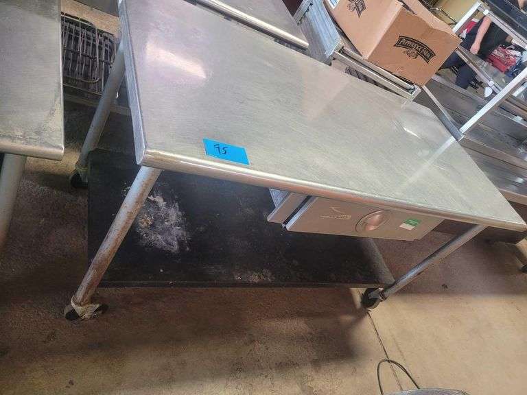 5ft L 33 H Stainless Steel Rolling Prep Table