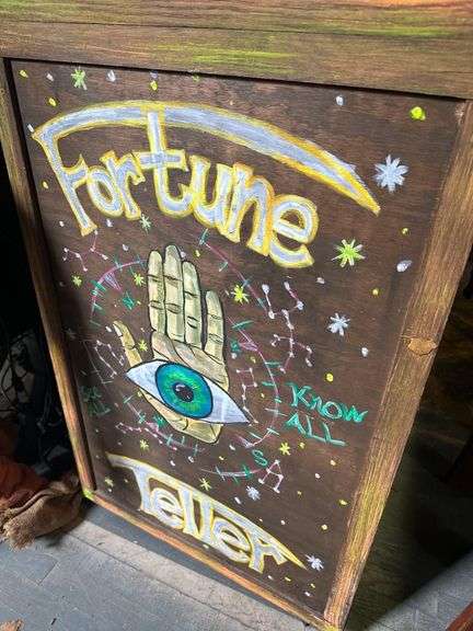 Animated Fortune Teller and Ouija Board Stand - 25in x 24in x 71in