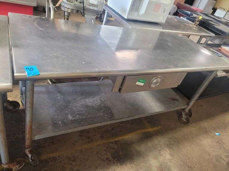 5ft L 34in H Stainless Steel Rolling Table