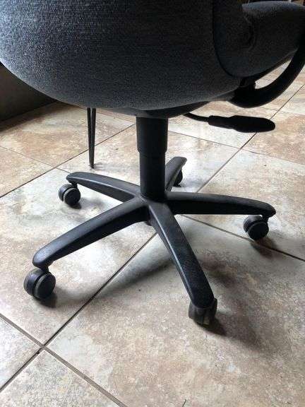 2 Blue Office Chairs with Wheels and Adjustable Height