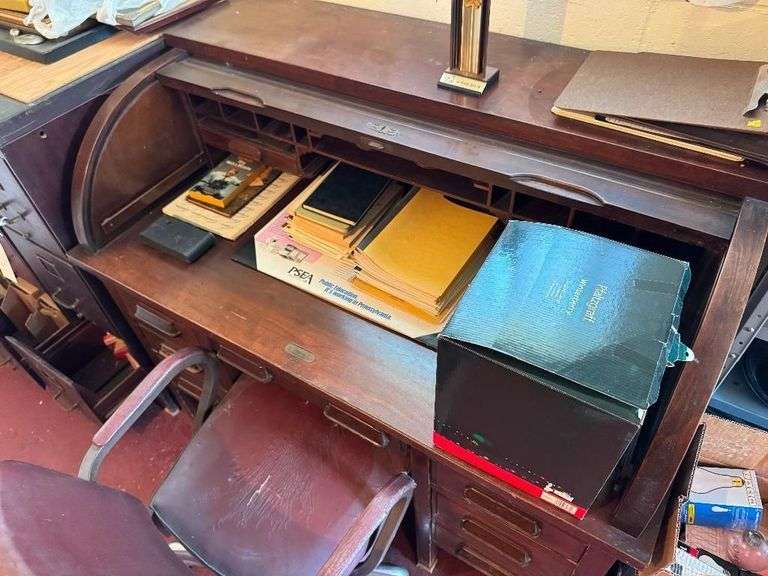 Vintage Roll Top Desk and Chair