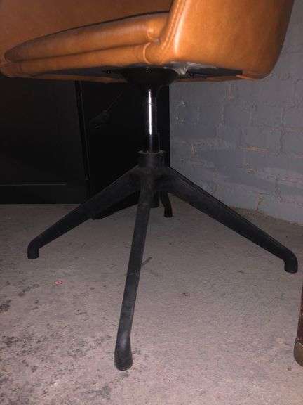 Orange Leather Spinning Office Chair