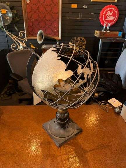 Wooden Copper Globe 26in. L. X 22in. H.
