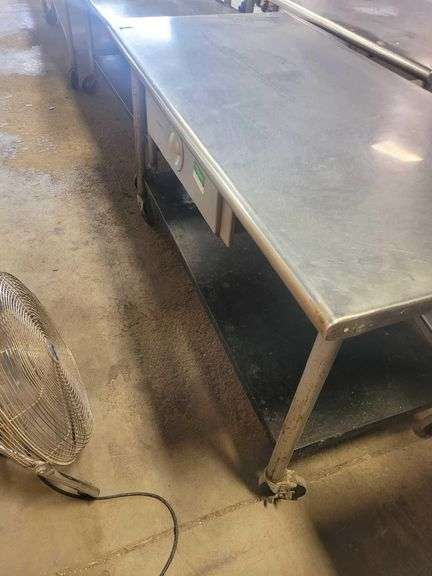 5ft L 33 H Stainless Steel Rolling Prep Table