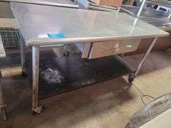 5ft L 33 H Stainless Steel Rolling Prep Table