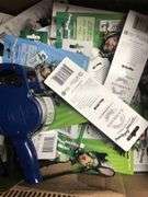 String Doll Keychains, Price Tagger, Box of Hand Sanitizer, Scare House Pins and Drawstring Bags, Office Storage Items