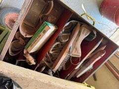 Workbench Contents - Loaded with Hardware - Nuts, Bolts, Screws, Bits, Battery Charger, Including Hand Tools Under Bench - Does Not Include Bench Vise