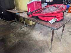 6' Wood/Metal Table and 36" Wood/Metal Stand