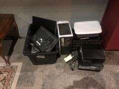 2 Monitors, Various Computer Mice and other Computer Parts, Multiple Disc Players, and Apevia Fan