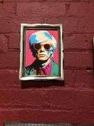 Jeff Goldbloom Image, Andy Warhol Drawing, Fred Rogers and August Wilson Painting, Mario Lemeaux and Hines Paintings, Dan Marino Image, and Gene Kelly Image