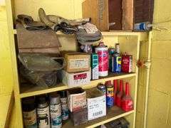 Contents of Corner Shelf - including Product, Oil, Halogen Headlamps, Spray Paint - Automotive