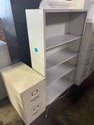 2 Drawer Vertical File Cabinet and 4' Metal Book Shelf