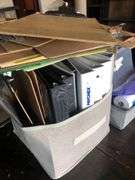 Many Clipboards and Binders, Batteries, Battery Charger, USA Stamps