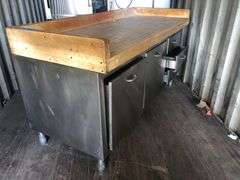 Butcher Block Top Stainless Steel Work Table
